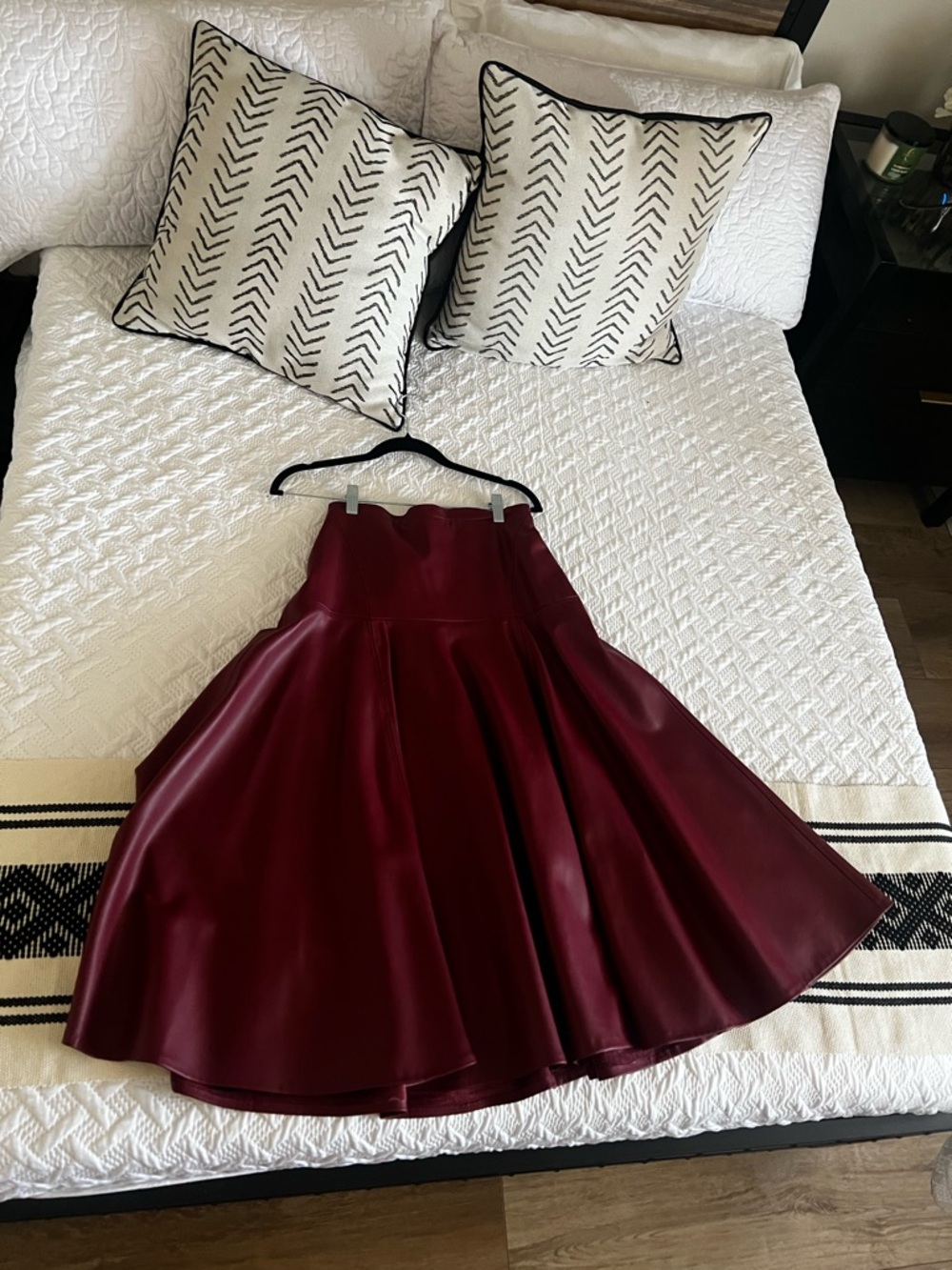 Zara Burgundy Faux Leather Circle Skirt
